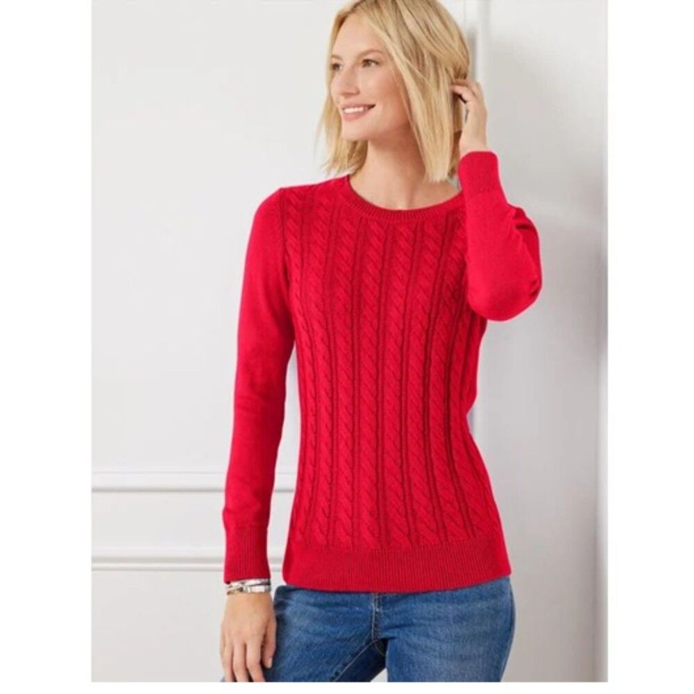 Talbot's pure cashmere luxury cable sweater crew neck size M